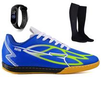 Kit Chuteira Futsal Futebol Quadra Salao + Meião + Relogio Adulto Kit Chuteira Futsal Futebol Quadra Salao + Meião + Relogio Adulto