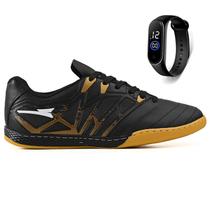 Kit Chuteira Futsal Quadra Bico em Couro Reforçado Futebol Salao + Relogio Adulto Kit Chuteira Futsal Quadra Bico em Couro Reforçado Futebol Salao + Relogio Adulto