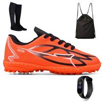 Kit Chuteira Infantil Futebol Campo Society Meninos + Mochila + Meião + Relogio Kit Chuteira Infantil Futebol Campo Society Meninos + Mochila + Meião + Relogio