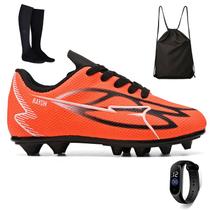 Kit Chuteira Infantil Futebol Meninos Trava Campo Grama Natural + Mochila + Meião + Relogio Kit Chuteira Infantil Futebol Meninos Trava Campo Grama Natural + Mochila + Meião + Relogio