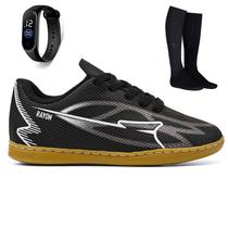 Kit Chuteira Infantil Futsal Meninos Quadra Futebol de Salão + Meião + Relógio Kit Chuteira Infantil Futsal Meninos Quadra Futebol de Salão + Meião + Relógio