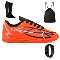 Kit Chuteira Infantil Futsal Meninos Quadra Futebol de Salão + Mochila + Meião + Relogio Kit Chuteira Infantil Futsal Meninos Quadra Futebol de Salão + Mochila + Meião + Relogio