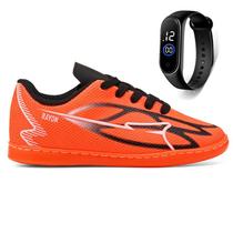 Kit Chuteira Infantil Futsal Meninos Quadra Futebol de Salão + Relógio