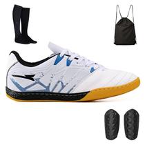 Kit Chuteira pra Quadra Futsal + Mochila + Meião e Caneleira Kit Chuteira pra Quadra Futsal + Mochila + Meião e Caneleira