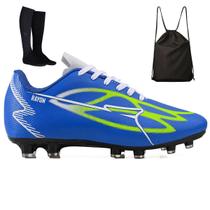 Kit Chuteira Sintetica Futebol Campo Grama Natural + Mochila + Meião Adulto Kit Chuteira Sintetica Futebol Campo Grama Natural + Mochila + Meião Adulto