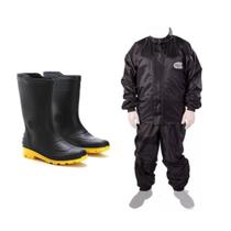 Kit Chuva Motoboy Roupa Capa Chuva + Bota Grendene Solado amarelo