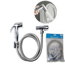 Kit Chuveirinho Vaso Banheiro Ducha Higiênica Cromada 1m Registro De Parede C/ Buchas e Parafusos -