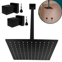Kit Chuveiro Ducha 25x25cm Inox Preto Cascata Teto 2 Acabamentos Para Registro Padrão Deca Docol Ducha Quadrada Chuveiro a Gás Ou Solar Quente Frio Kit Chuveiro Ducha 25x25cm Inox Preto Cascata Teto 2 Acabamentos Para Registro Padrão Deca Docol Ducha Quadrada Chuveiro a Gás Ou Solar Quente Frio