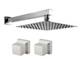 Kit Chuveiro Ducha 30x30cm Slim Cromado Braço 38cm Kit Chuveiro Ducha 30x30cm Slim Cromado Braço 38cm