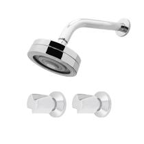 Kit Chuveiro Ducha Auto Limpante Redondo Cromado e Acabamento Registro Metal Luxo