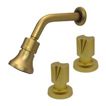 Kit Chuveiro Ducha Gás E Solar Dourado Fosco + 2 Acabamento Registro Padrão Deca Dourado Fosco Kit Chuveiro Ducha Gás E Solar Dourado Fosco + 2 Acabamento Registro Padrão Deca Dourado Fosco