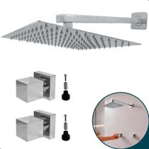 Kit Chuveiro Ducha Inox Cromada 30x30cm Parede Cascata 2 Acabamentos Registro Compatível Deca Docol Ducha Quadrada Chuveiro A Gás Ou Solar Quente Frio