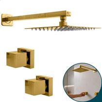 Kit Chuveiro Ducha Inox Dourada 20x20cm Parede Cascata 2 Acabamentos Para Registro Deca Docol Ducha Quadrada Chuveiro a Gás Ou Solar Quente Frio Kit Chuveiro Ducha Inox Dourada 20x20cm Parede Cascata 2 Acabamentos Para Registro Deca Docol Ducha Quadrada Chuveiro a Gás Ou Solar Quente Frio