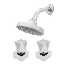 Kit Chuveiro Ducha Rubi Redondo Articulável + 2 Acabamentos Registro Pressão ou Gaveta Metal Cromado