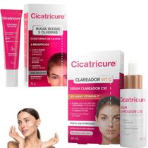 Kit Cicatricure Contorno dos Olhos Rugas Bolsas Olheiras Sérum Clareador VIT C10 Nano Vitamina C