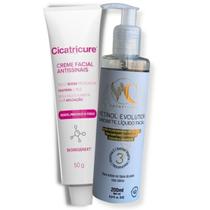 Kit Cicatricure Creme Antissinais 50g Sabonete Facial Retinol Evolution 200ml Limpeza e Hidratação