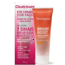 Kit Cicatricure Creme de Olhos Para Rosto 30g Eye Cream For Face e Gel-Creme Neutrogena Bright Boost Antissinais 40g