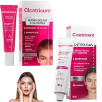 Kit Cicatricure Creme Facial Antissinais Antirrugas Contorno