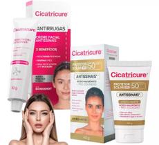 Kit Cicatricure Protetor Solar Fps50 Creme Antissinais Rosto