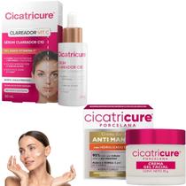Kit Cicatricure Sérum Clareador C10 Nano Vitamina Gel Creme Porcelana Pérola Antimarcas Antirrugas