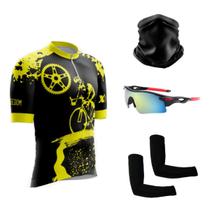 Kit Ciclismo Camisa C/ Proteção UV + Manguitos + Óculos de Proteção Espelhado + Bandana - XFreedom