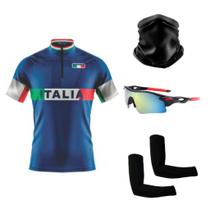 Kit Ciclismo Camisa C/ Proteção UV + Óculos de Proteção Espelhado + Manguitos + Bandana