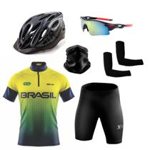 Kit Ciclismo Camisa e Bermuda + Capacete Bike + Acessórios