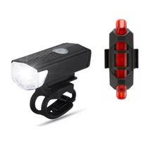 Kit Ciclismo Esportivo Farol Luz Branca E Pisca Alerta Lente Vermelha Ambos Em LED E Recarregáveis Via USB - KeM
