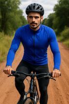 Kit ciclismo masculino D&A com camiseta manga longa + calça com forro acolchoado Roupas para ciclista MTB e Speed