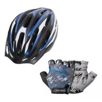 Kit Ciclismo Profissional Com Luva + Capacete Com Led Kit Ciclismo Profissional Com Luva + Capacete Com Led