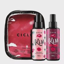 Kit ciclo kiss body splash 100ml + kiss you more body splash 100ml + estojo