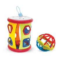 Kit Cilindro Mágico C/ Bola Chocalho Mordedor - Didático Encaixe Blocos Sensorial - Pica Pau