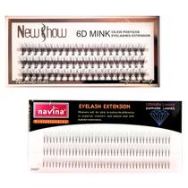 Kit Cílios Tufinho Extensão Tufo Navina 3D + New Show 6D 12P Kit Cílios Tufinho Extensão Tufo Navina 3D + New Show 6D 12P