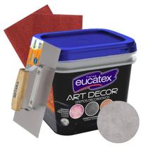 Kit Cimento Queimado Art Decor Efeito Decorativo 5kg + Desempenadeira + Lixa - Eucatex