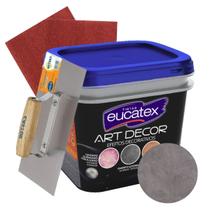Kit Cimento Queimado Art Decor Efeito Decorativo 5kg + Desempenadeira + Lixa - Eucatex