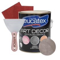 Kit Cimento Queimado Art Decor Efeito Perolizado 3,7kg + Desempenadeira + Lixa