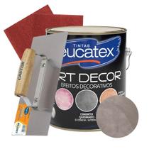 Kit Cimento Queimado Art Decor Efeito Perolizado 3,7kg + Desempenadeira + Lixa - Eucatex