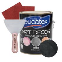 Kit Cimento Queimado Art Decor Efeito Perolizado 3,7kg + Desempenadeira + Lixa