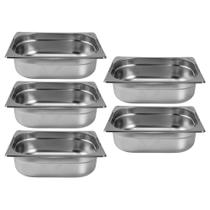 Kit Cinco Cubas Gastronomica Padrão Gn 1/2 100mm Inox com Alça Weck