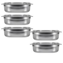 Kit Cinco Cubas Gastronomica Padrão Gn 1/2 100mm Inox sem Alça com Tampa Weck