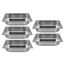 Kit Cinco Cubas Gastronomica Padrão Gn 1/2 65mm Inox sem Alça com tampa Weck
