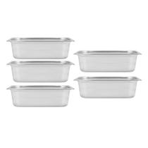 Kit Cinco Cubas Gastronomica Padrão Gn 1/3 100mm Inox sem Alça Com tampa Weck Kit Cinco Cubas Gastronomica Padrão Gn 1/3 100mm Inox sem Alça Com tampa Weck