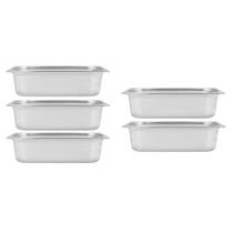 Kit Cinco Cubas Gastronomica Padrão Gn 1/4 65mm Inox sem Alça Weck