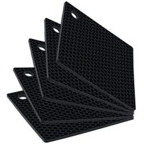Kit Cinco Descanso Quadrado Preto 17cm Weck
