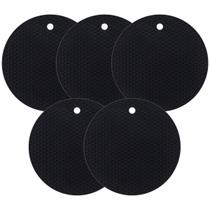 Kit Cinco Descanso Redondo Preto 18cm Weck