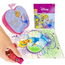 Kit Cinderela 100 Adesivos + Porta Adesivos + Quebra Cabeça Princesas Disney