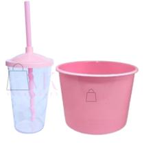 Kit Cinema 10 Balde Pipoca 1,5 + 10 Copos Transparente 400ml