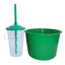 Kit Cinema 10 Balde Pipoca 1,5 + 10 Copos Transparente 400ml