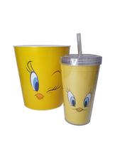 Kit Cinema Balde de Pipoca e Copo Canudo Piu Piu - Presente