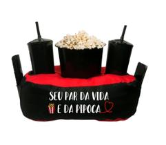 Kit Cinema Balde Pipoca + 2 Copos Almofada Decorativa SEU PAR DA VIDA E DA PIPOCA - NOSSO LAR ENXOVAIS